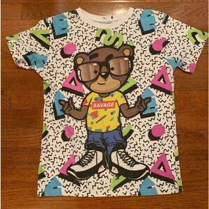 FRESH LAUNDRY SAVAGE BEAR SHIRT 80S GRAPHIC STREET WEAR URBAN